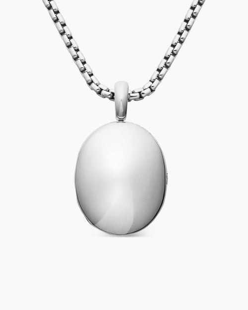 Womens Sculpted Cable Locket in Sterling Silver, 27mm