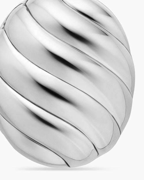 Womens Sculpted Cable Locket in Sterling Silver, 27mm