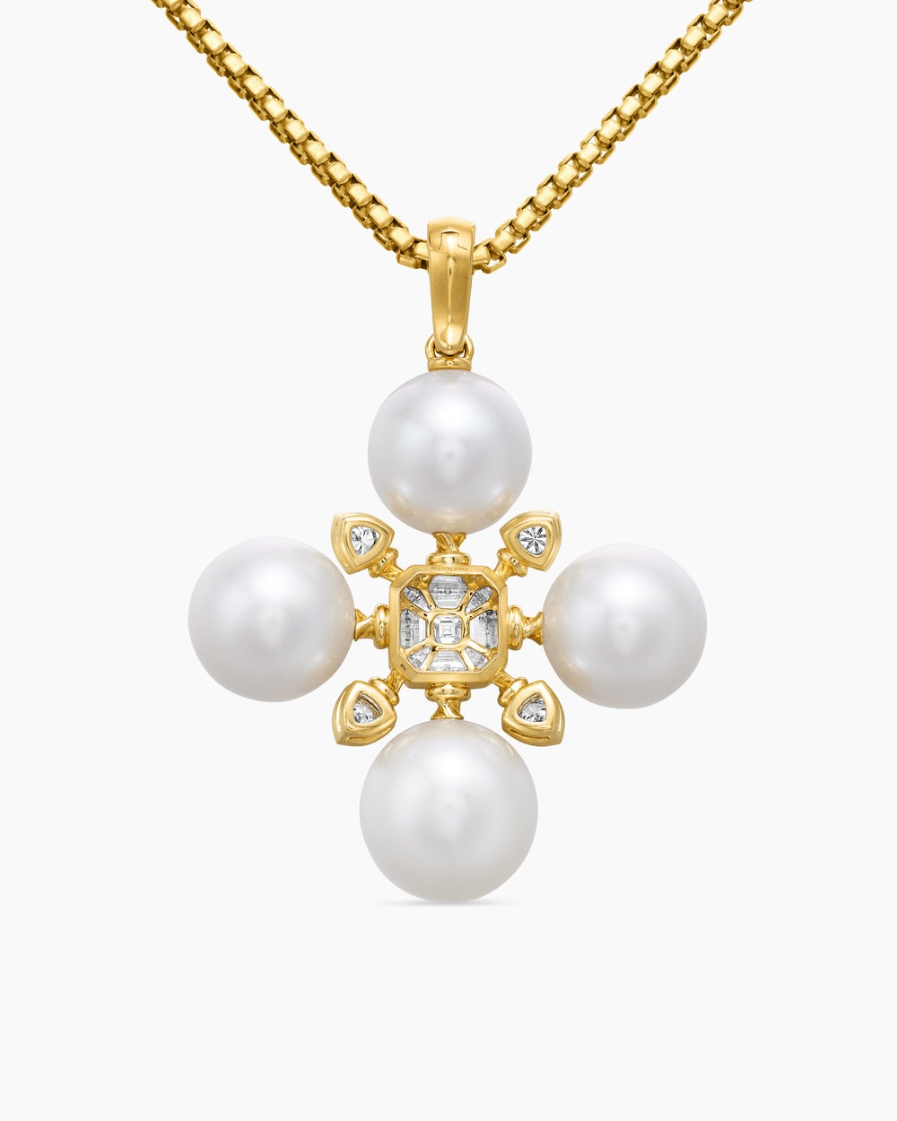 Womens Renaissance® Pearl Pendant in 18K Yellow Gold with Pearls and Diamonds, 29.4mm