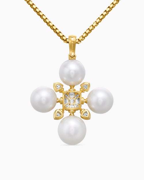 Womens Renaissance® Pearl Pendant in 18ct Yellow Gold with Pearls and Diamonds, 29.4mm