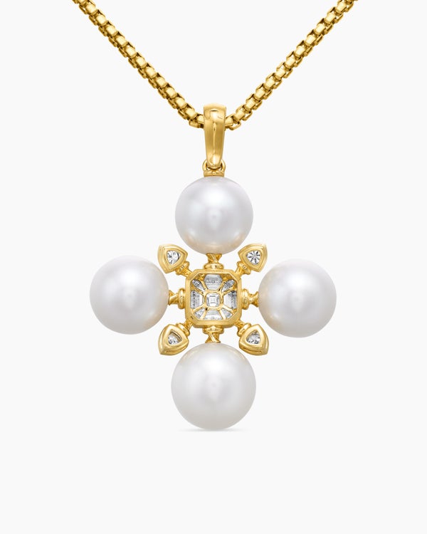 Renaissance® Pearl Pendant in 18K Yellow Gold with Pearls and Diamonds, 29.4mm
