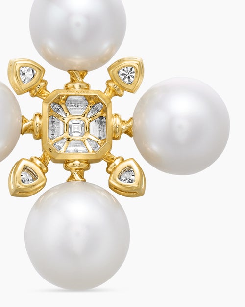 Womens Renaissance® Pearl Pendant in 18ct Yellow Gold with Pearls and Diamonds, 29.4mm