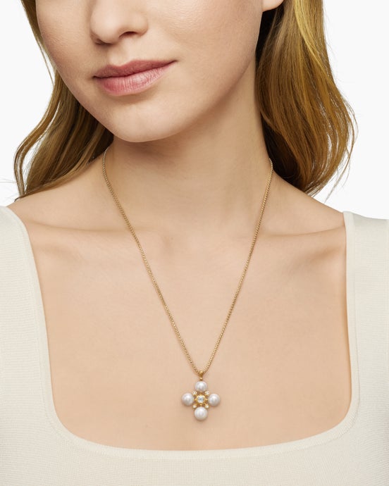 Renaissance® Pearl Pendant in 18K Yellow Gold with Pearls and Diamonds, 29.4mm