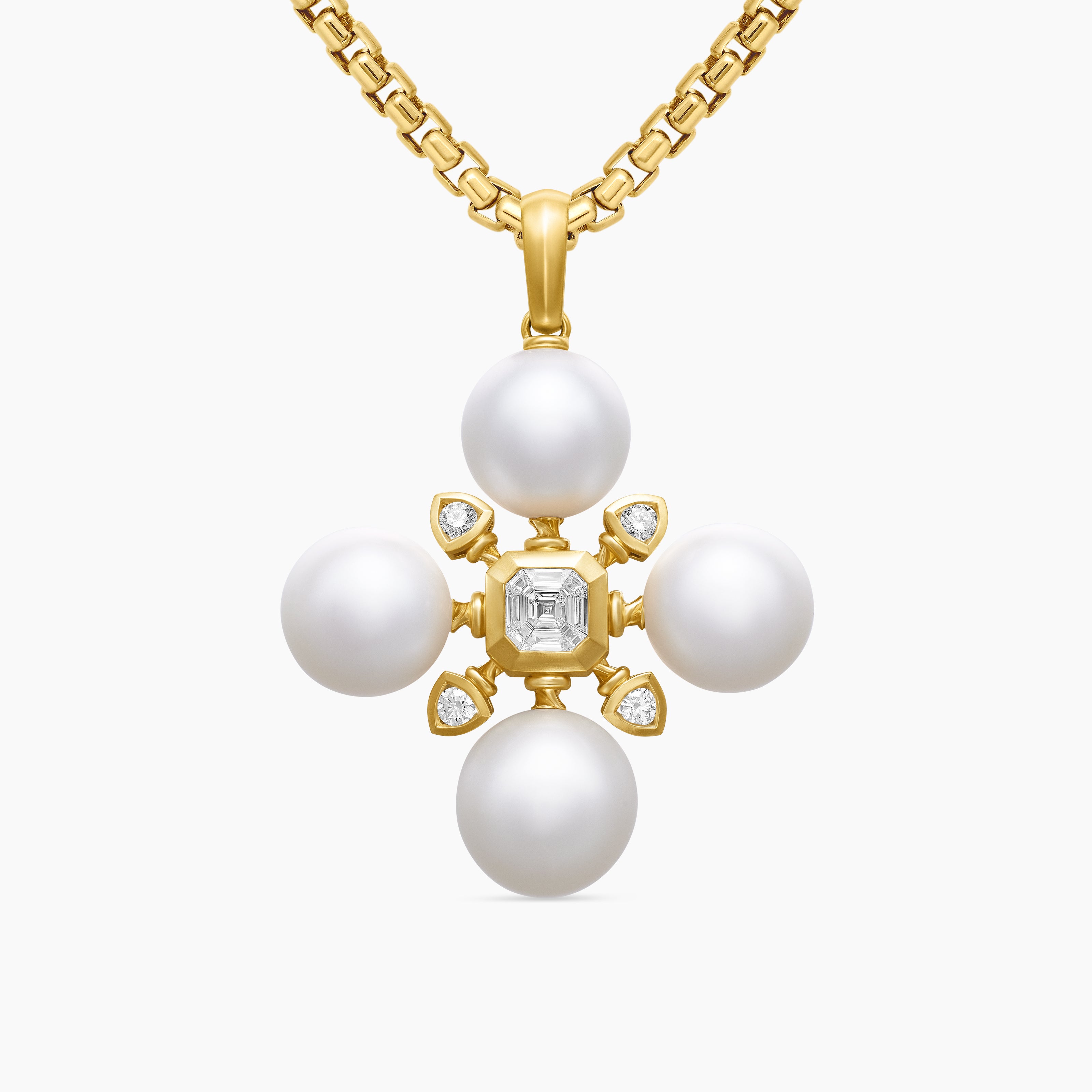 Womens Renaissance&reg; Pearl Pendant in 18K Yellow Gold with Pearls and Diamonds, 29.4mm