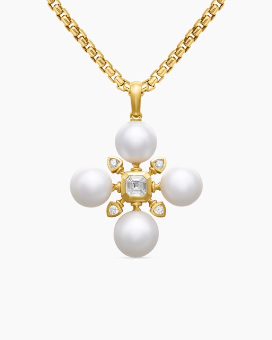 Renaissance® Pearl Pendant in 18K Yellow Gold with Pearls and Diamonds, 29.4mm