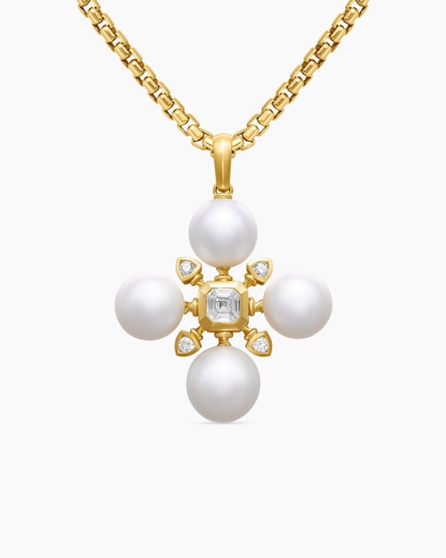 Womens Renaissance® Pearl Pendant in 18K Yellow Gold with Pearls and Diamonds, 29.4mm