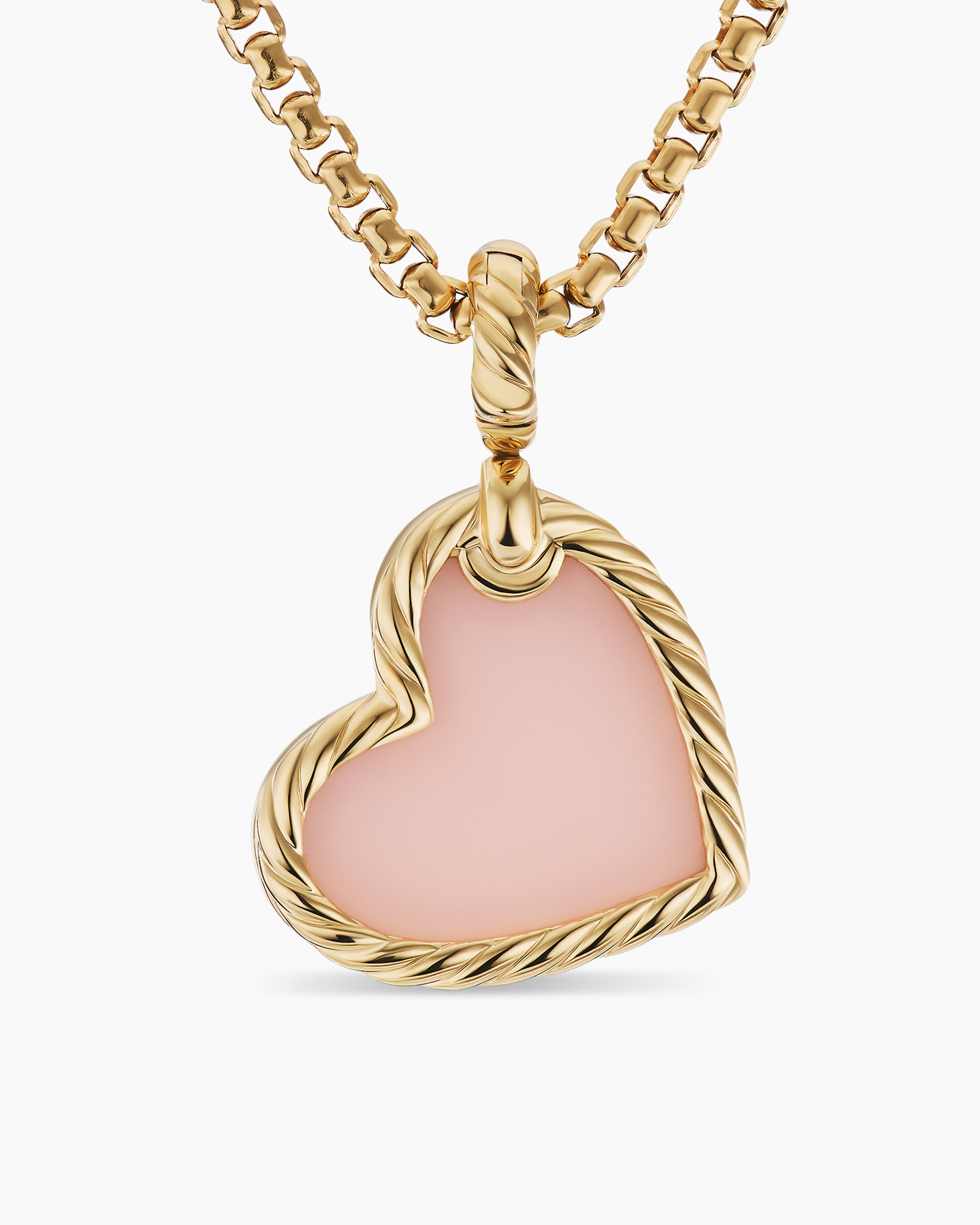 DY Elements® Heart Amulet in 18K Yellow Gold with Pink Opal and Diamonds |  David Yurman
