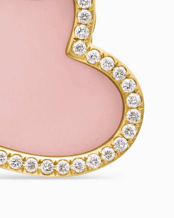 DY Elements® Heart Amulet in 18K Yellow Gold with Pink Opal and Diamonds, 18.7mm