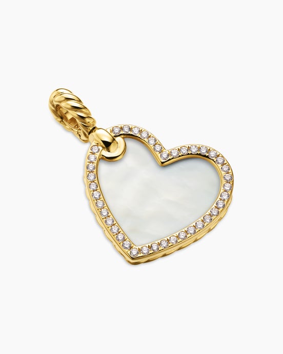 DY Elements® Heart Amulet in 18ct Yellow Gold with Mother of Pearl and Diamonds, 18.7mm
