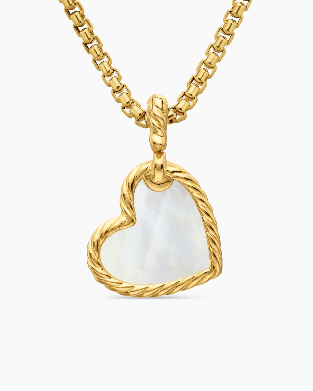 Womens DY Elements® Heart Amulet in 18ct Yellow Gold with Mother of Pearl and Diamonds, 18.7mm