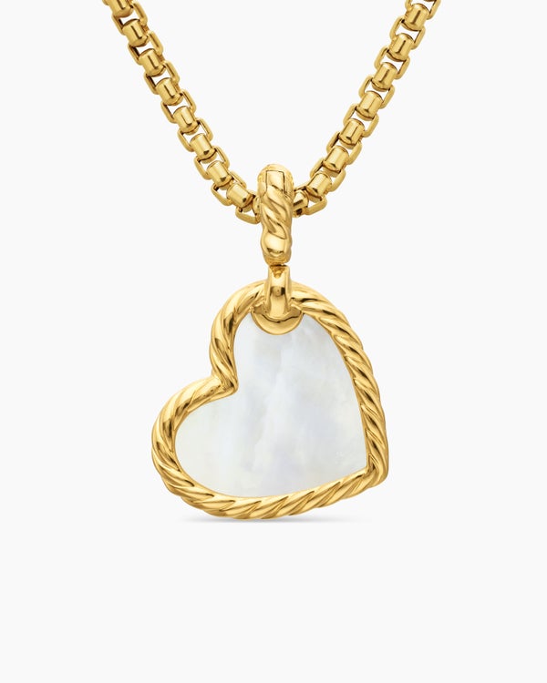 DY Elements® Heart Amulet in 18K Yellow Gold with Mother of Pearl and Diamonds, 18.7mm