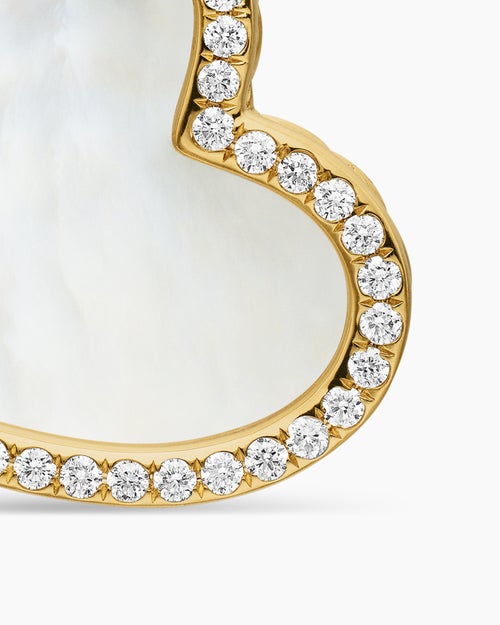 Womens DY Elements® Heart Amulet in 18ct Yellow Gold with Mother of Pearl and Diamonds, 18.7mm