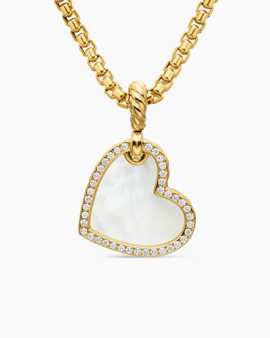 DY Elements® Heart Amulet in 18ct Yellow Gold with Mother of Pearl and Diamonds, 18.7mm