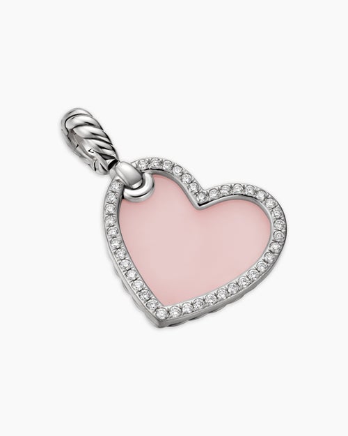 Womens DY Elements® Heart Amulet in Sterling Silver with Pink Opal and Diamonds, 18.7mm