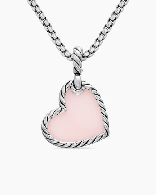 Womens DY Elements® Heart Amulet in Sterling Silver with Pink Opal and Diamonds, 18.7mm