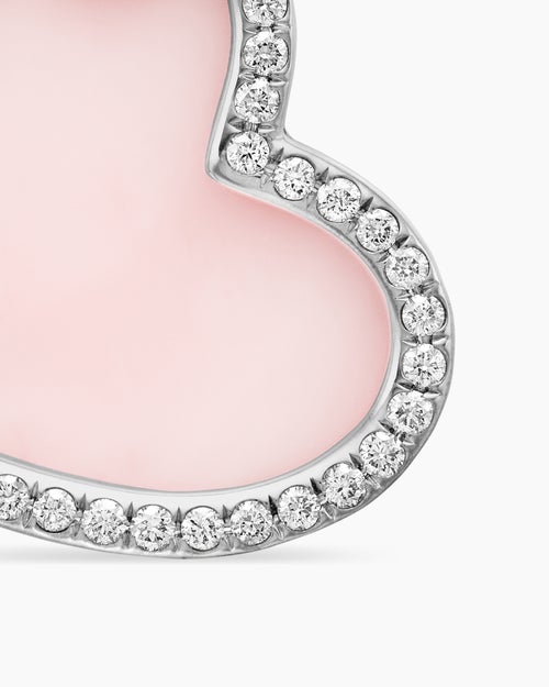 Womens DY Elements® Heart Amulet in Sterling Silver with Pink Opal and Diamonds, 18.7mm