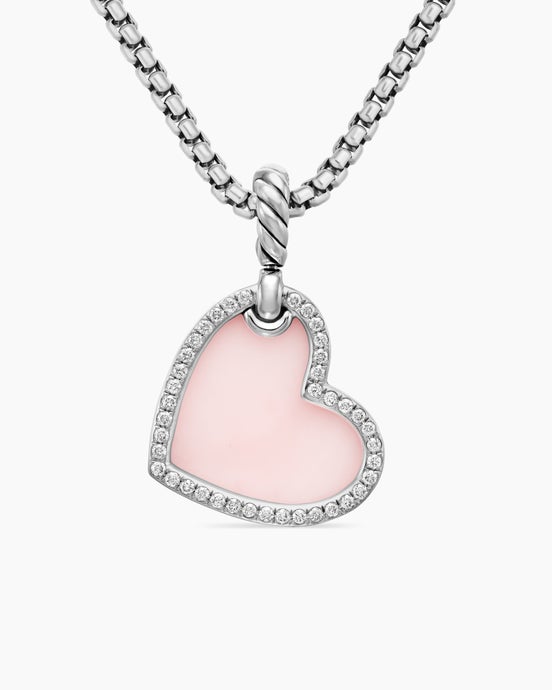 DY Elements® Heart Amulet in Sterling Silver with Pink Opal and Diamonds, 18.7mm