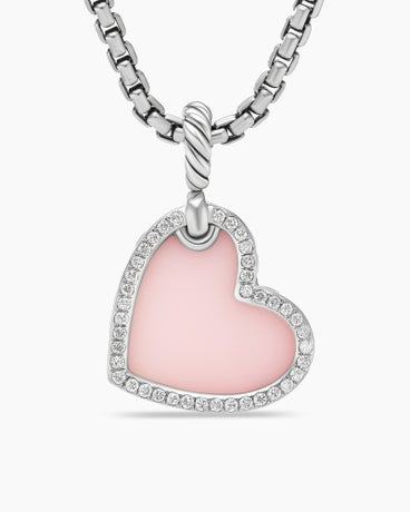 DY Elements® Heart Amulet in Sterling Silver with Pink Opal and Diamonds