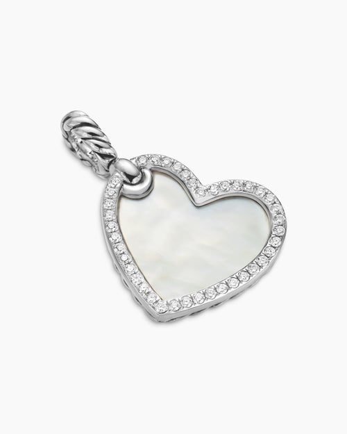 Womens DY Elements® Heart Amulet in Sterling Silver with Mother of Pearl and Diamonds, 18.7mm