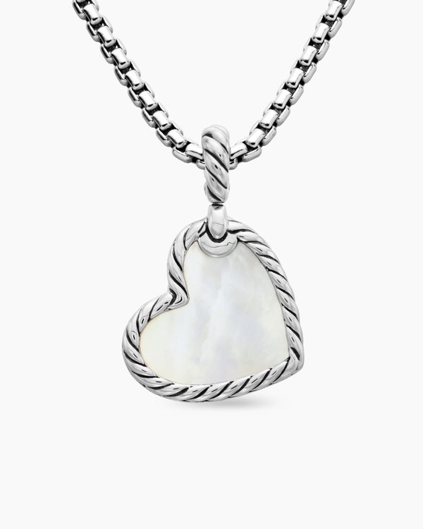 DY Elements® Heart Amulet in Sterling Silver with Mother of Pearl and Diamonds, 18.7mm