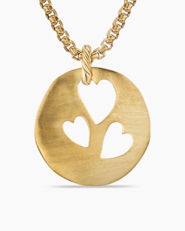 DY Elements® Open Hearts Pendant in 18K Yellow Gold with Diamond, 31mm