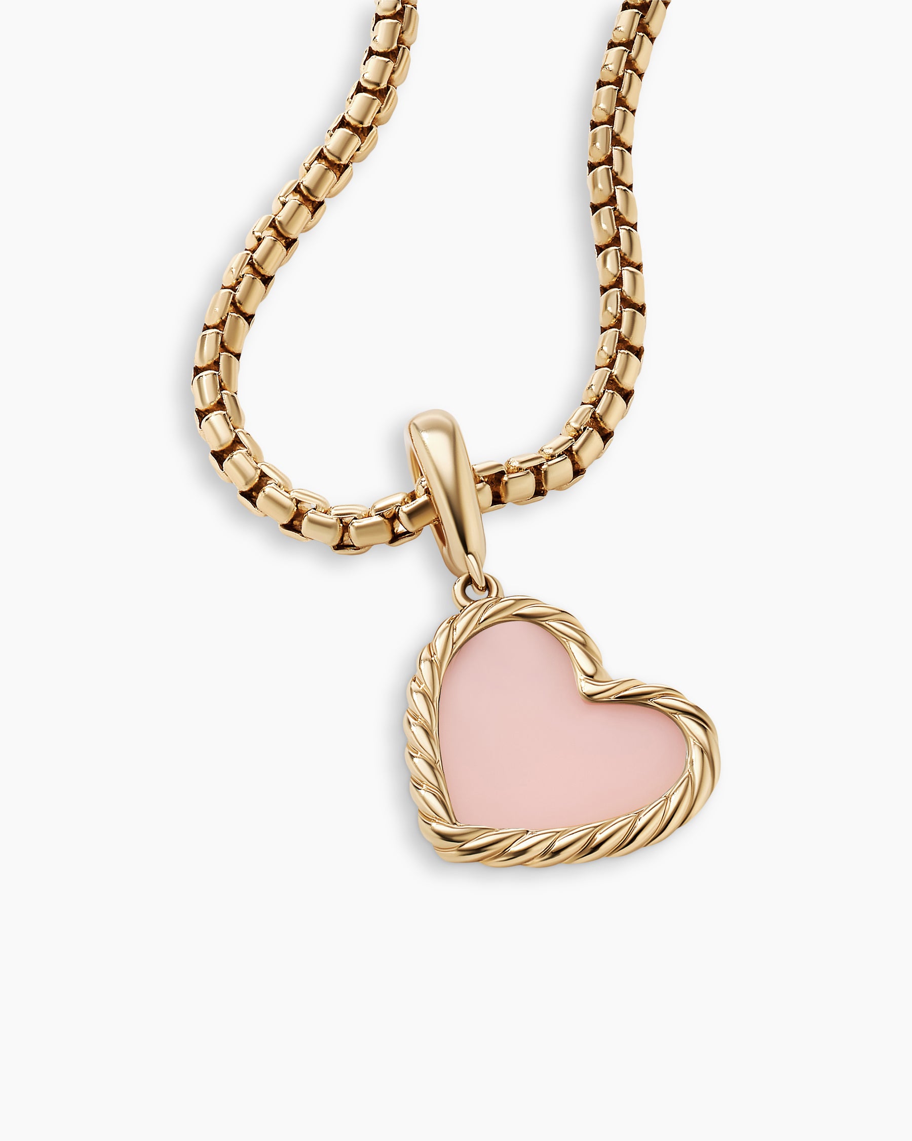 DY Elements Heart Amulet with Pink Opal and Pavé Diamonds