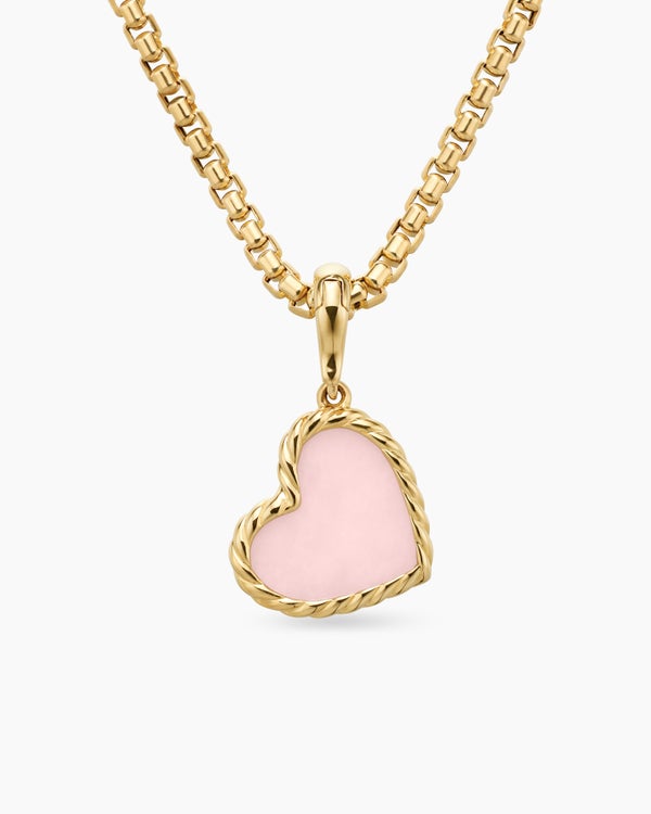 DY Elements® Heart Amulet in 18K Yellow Gold with Pink Opal