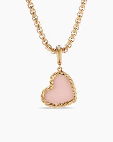 DY Elements® Heart Amulet in 18K Yellow Gold with Pink Opal