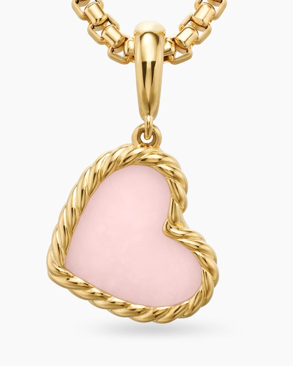 DY Elements® Heart Amulet in 18K Yellow Gold with Pink Opal, 15.2mm