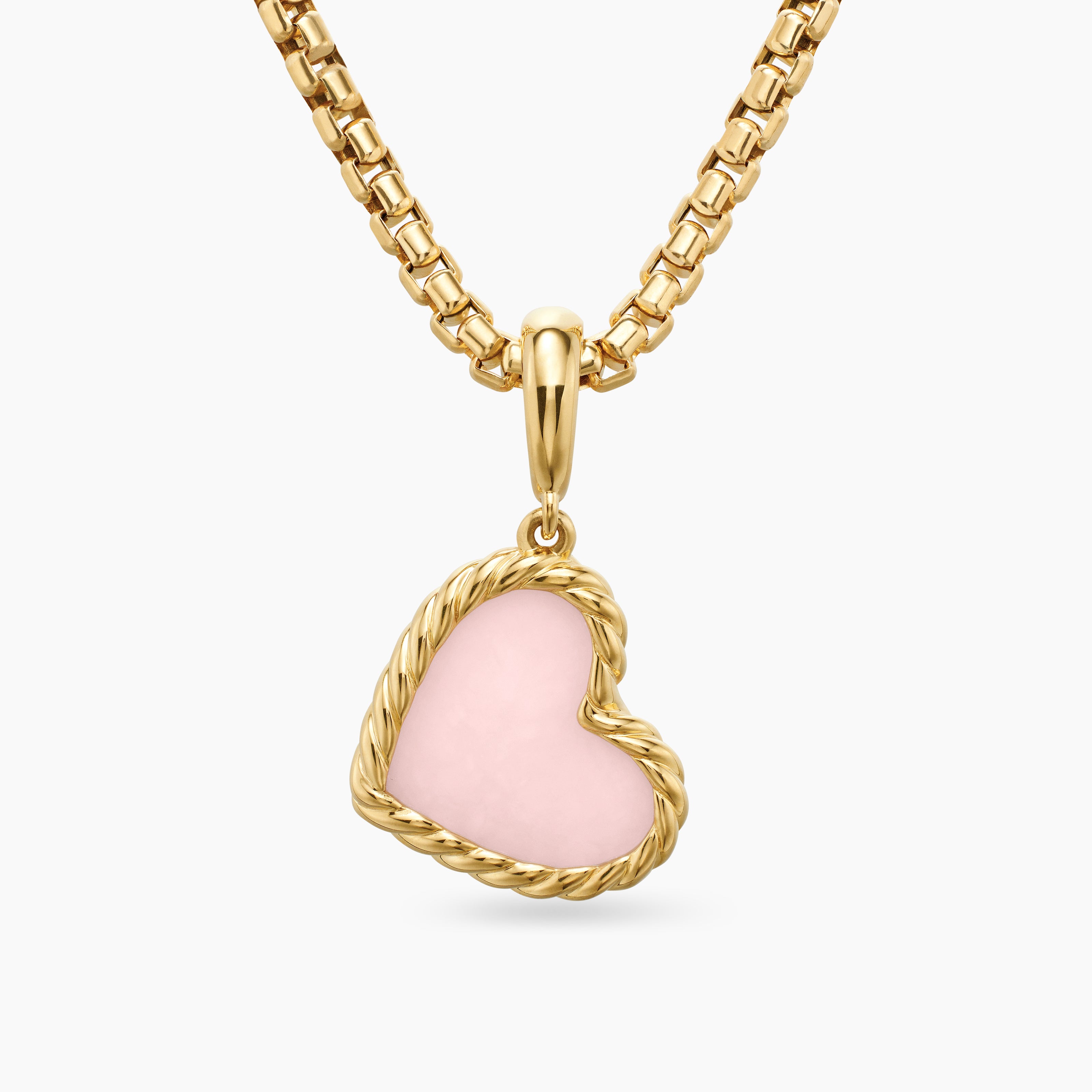Womens DY Elements&reg; Heart Amulet in 18K Yellow Gold with Pink Opal, 15.2mm