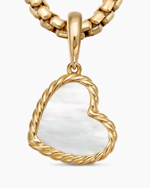 Amulette cœur DY Elements® en or jaune 18 carats et nacre, 15,2 mm