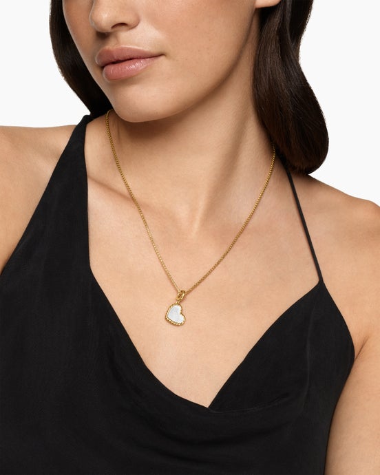 DY Elements® Heart Amulet in 18ct Yellow Gold with Mother of Pearl, 15.2mm
