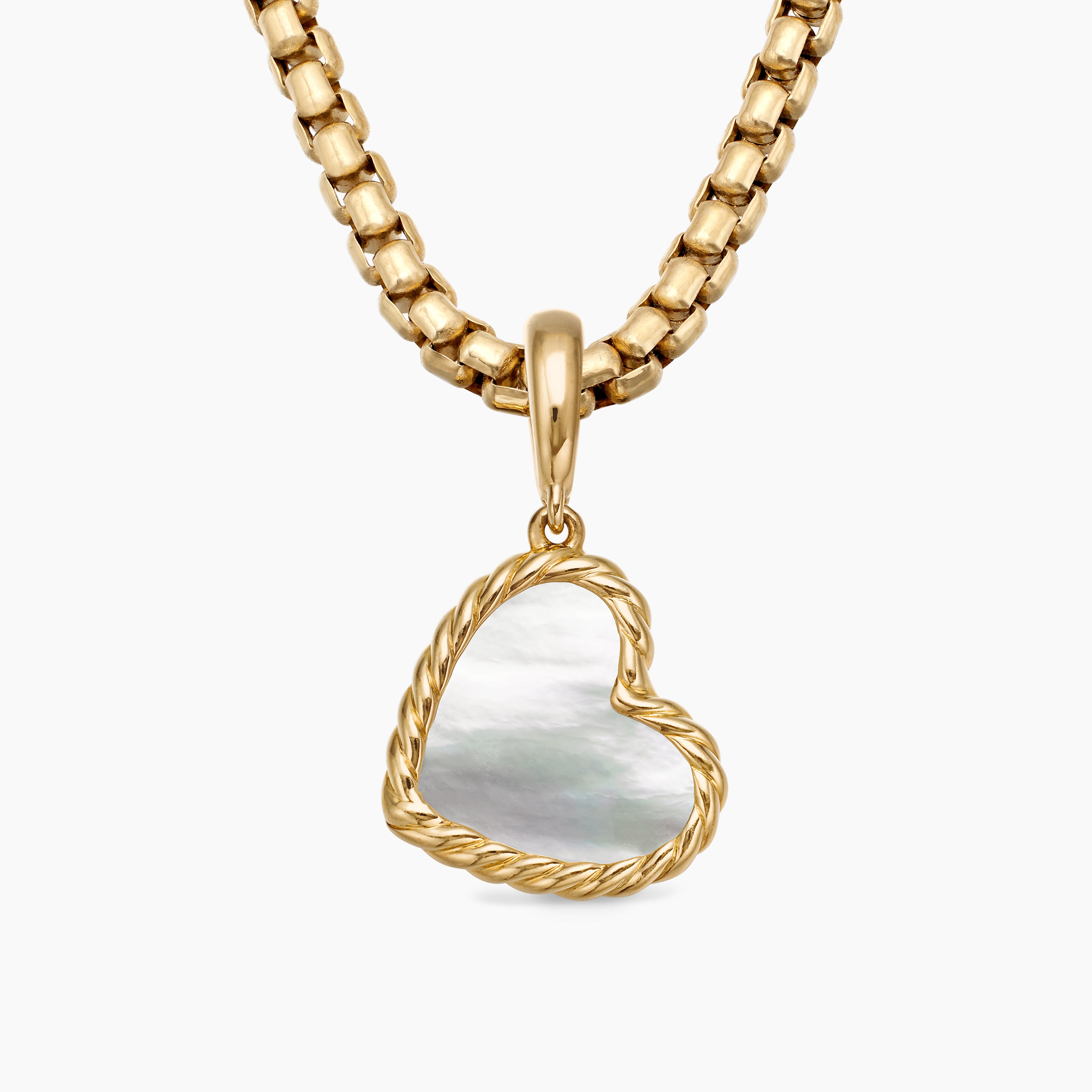 Womens DY Elements&reg; Heart Amulet in 18K Yellow Gold with Mother of Pearl, 15.2mm
