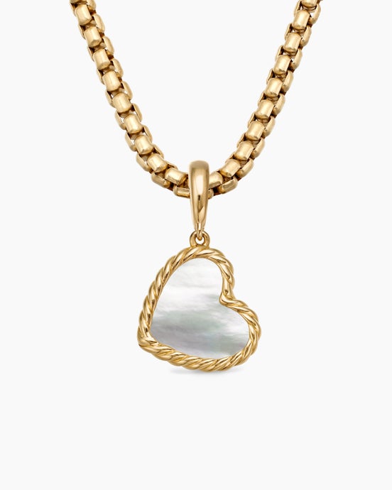 DY Elements® Heart Amulet in 18ct Yellow Gold with Mother of Pearl, 15.2mm