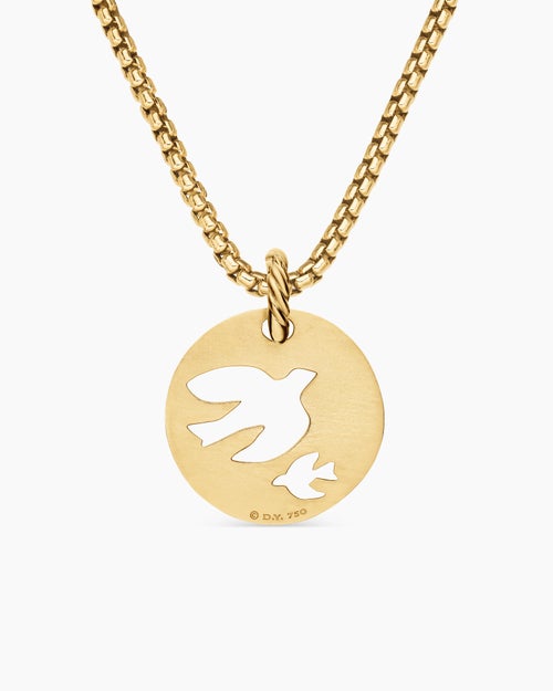 Womens DY Elements® Dove Pendant in 18K Yellow Gold with Diamonds, 22mm