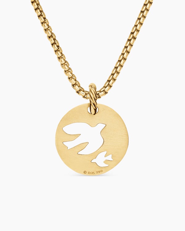 DY Elements® Dove Pendant in 18K Yellow Gold with Diamonds, 22mm
