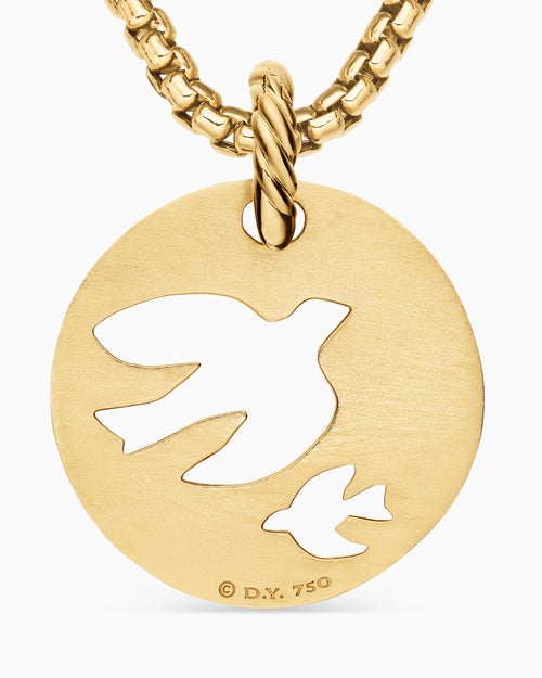 Womens DY Elements® Dove Pendant in 18ct Yellow Gold with Diamonds, 22mm