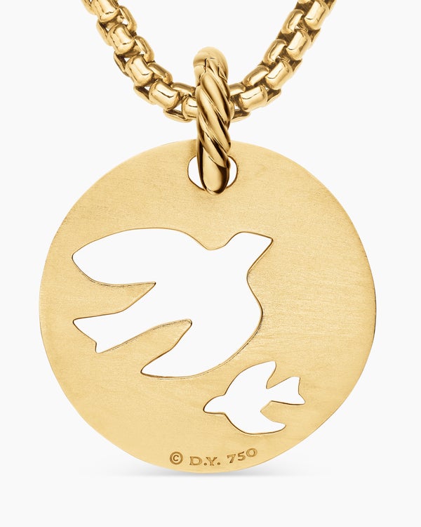 DY Elements® Dove Pendant in 18K Yellow Gold with Diamonds, 22mm