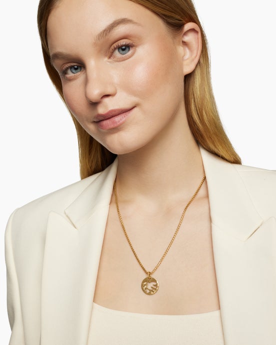 DY Elements® Dove Pendant in 18K Yellow Gold with Diamonds, 22mm