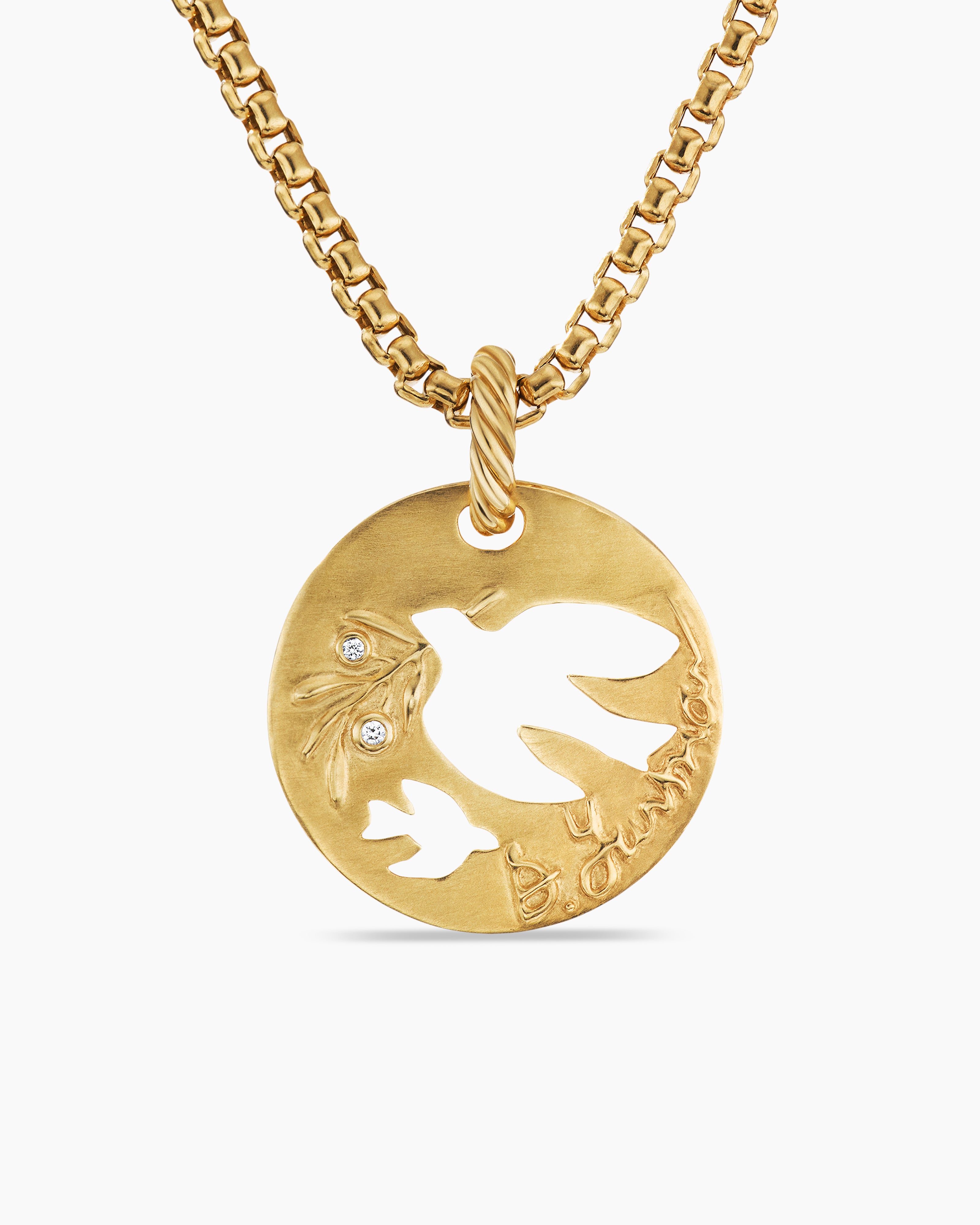 DY Elements® Dove Pendant in 18K Yellow Gold with Diamonds, 21.7mm