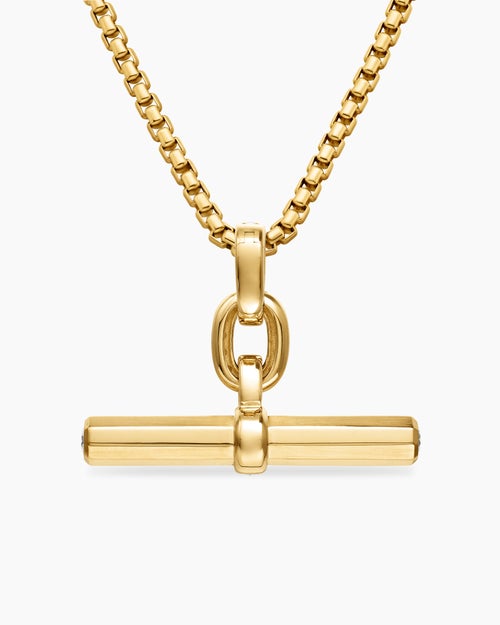 Womens Lexington E/W Barrel Pendant in 18K Yellow Gold with Diamonds, 36mm