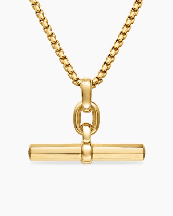 Lexington E/W Barrel Pendant in 18K Yellow Gold with Diamonds, 36mm