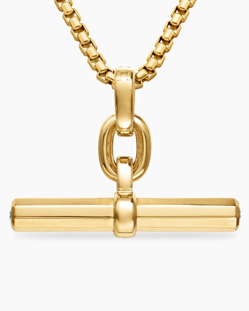 Womens Lexington E/W Barrel Pendant in 18K Yellow Gold with Diamonds, 36mm