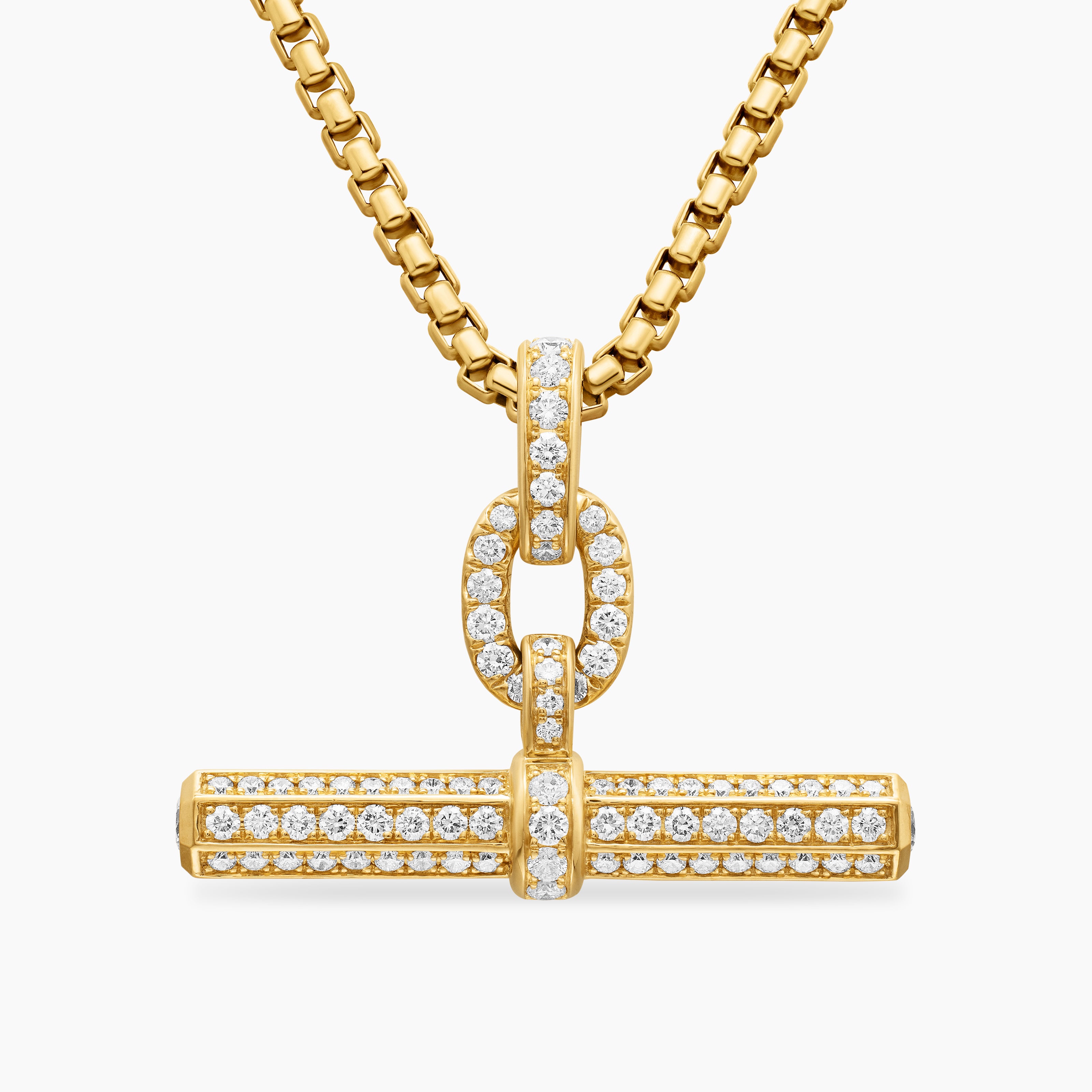 Womens Lexington E/W Barrel Pendant in 18K Yellow Gold with Diamonds, 36mm