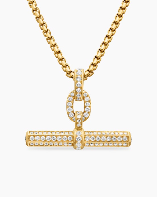 Lexington E/W Barrel Pendant in 18K Yellow Gold with Diamonds, 36mm