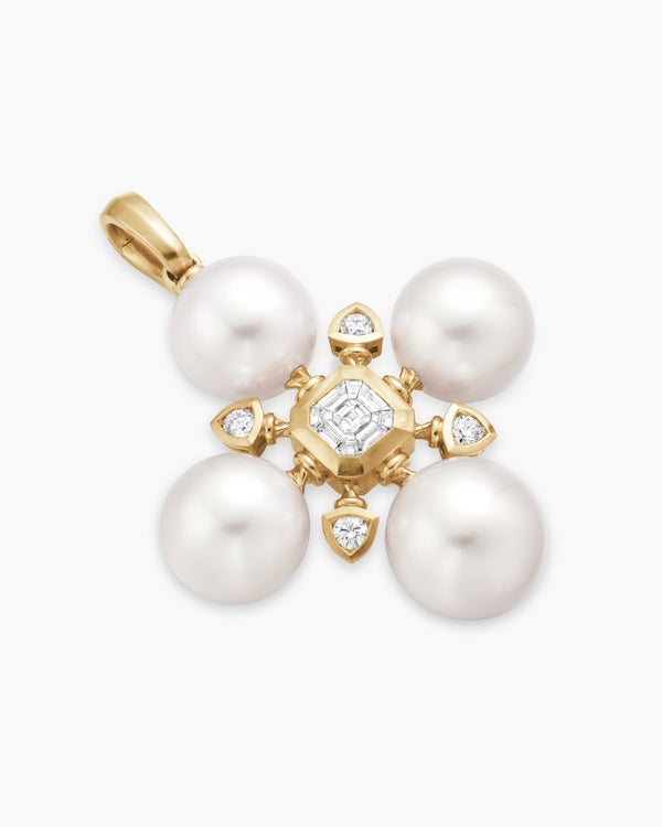 Renaissance® Pearl Pendant in 18K Yellow Gold with Pearls and Diamonds, 42.7mm