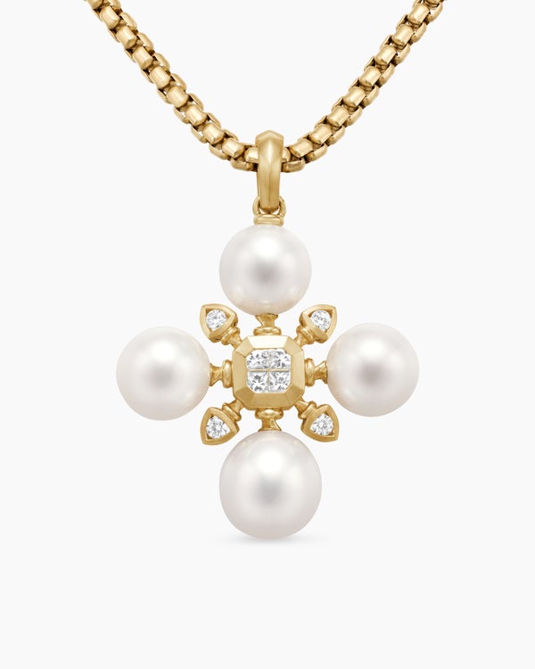 Renaissance® Pearl Pendant in 18K Yellow Gold with Pearls and Diamonds, 42.7mm