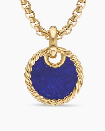 DY Elements® Disc Pendant in 18K Yellow Gold with Lapis, 15.5mm