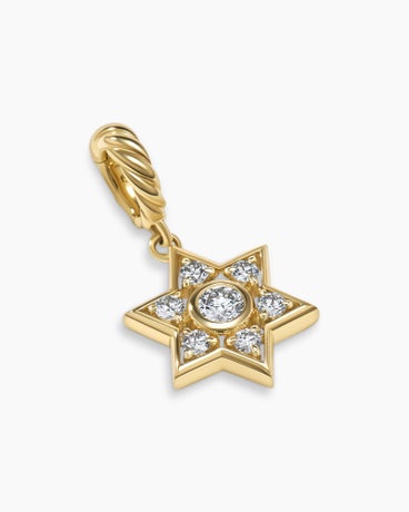 Star of David Pendant in 18K Yellow Gold with Diamonds, 17.2mm