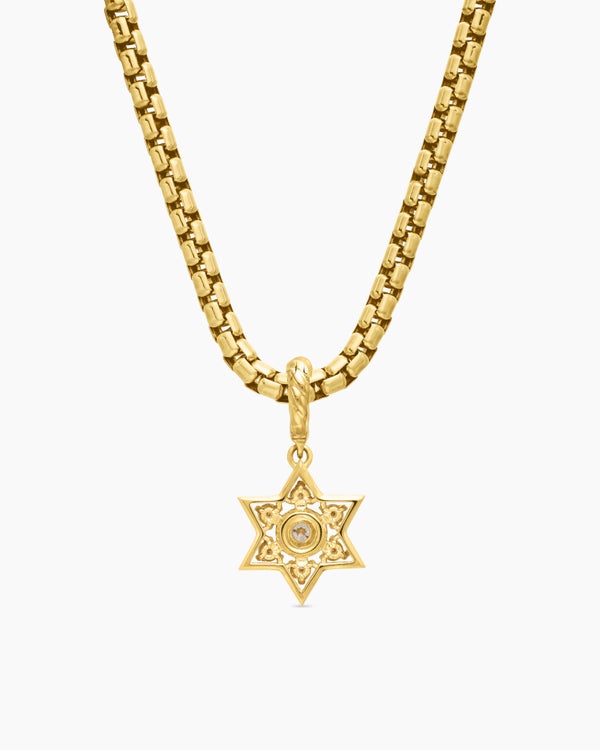 Petite Star of David Pendant in 18K Yellow Gold with Diamonds, 11.2mm